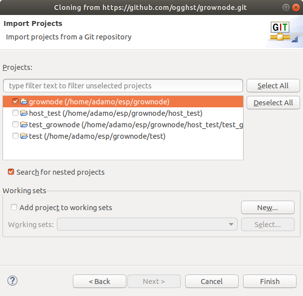 GrowNode GIT project clone in Eclipse