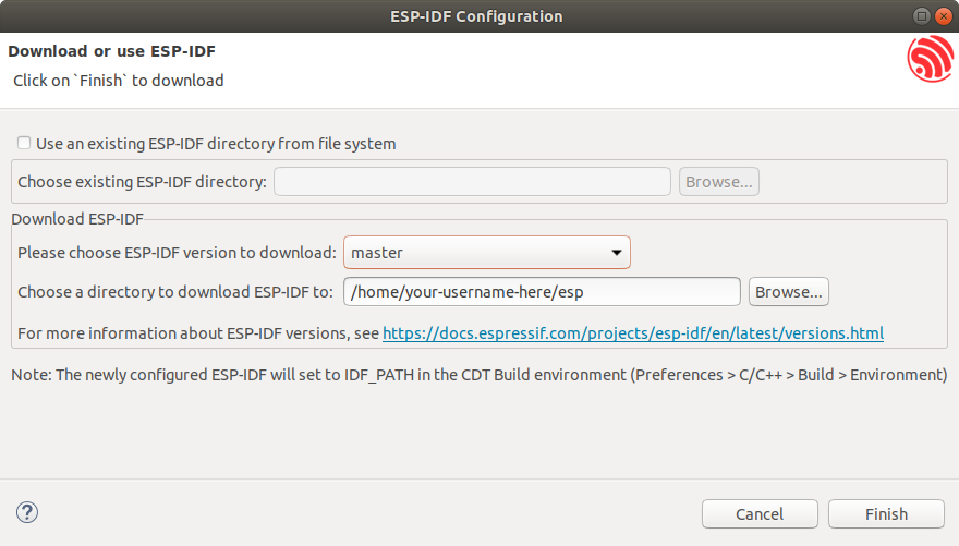 Install ESP-IDF from Eclipse